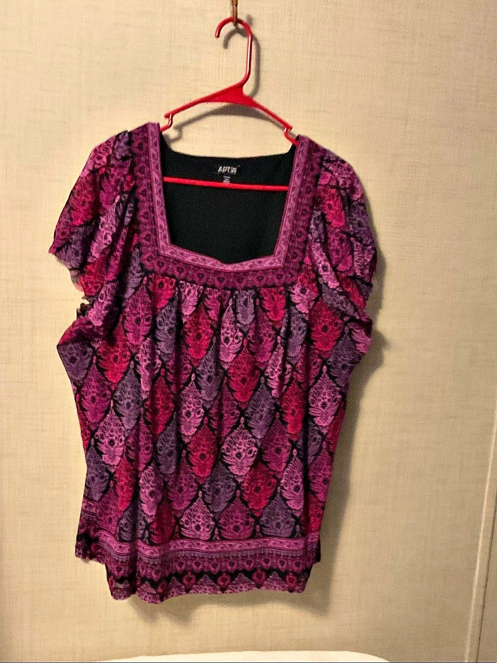 APT. 9 Women's Printed Tunic Top Purple Black Size 2X